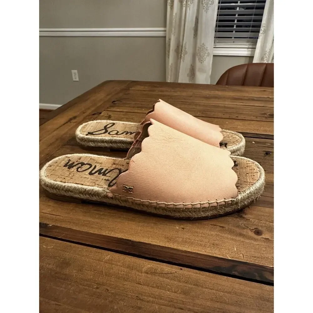 Sam Edelman Andy Pink Leather Casual Travel Espadrille Slide Sandals Size 6.5